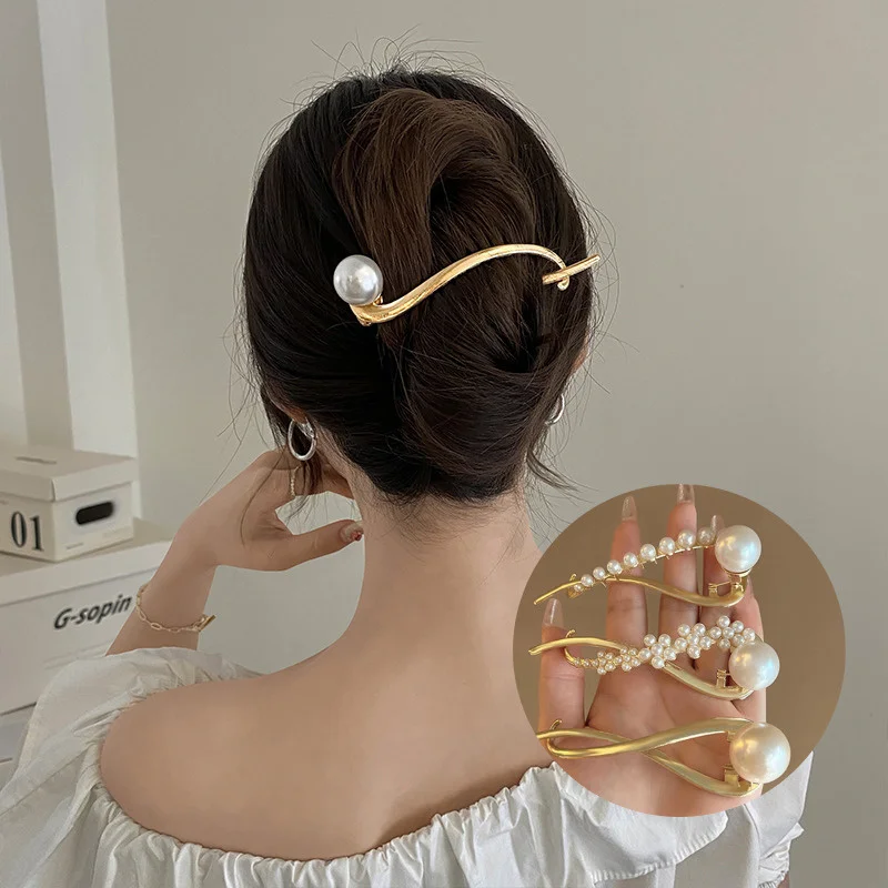 Vintage Pearl Butterfly Hair Clips Headwear Fashion Metal Ponytail Clip Hairpins Barrettes Hairgrips Hair Accessories For Women 