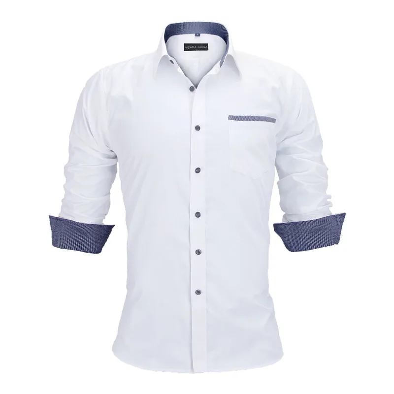 Visada Jauna Europa Maat Heren Shirt Nieuwe Patchwork Mannelijke Modis Kleding Chemise Casual Lange Mouw Hemd Masculina N9036