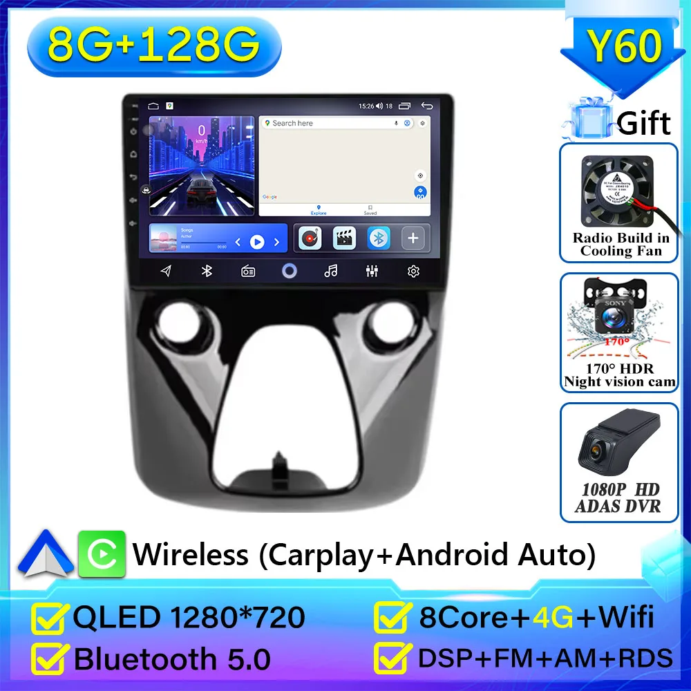Voor Toyota Aygo Peugeot 108 Citroen C1 2016-2020 Autoradio Android 16 Navigatie GPS Android Auto Stereo Carplay scherm Unit 2 K