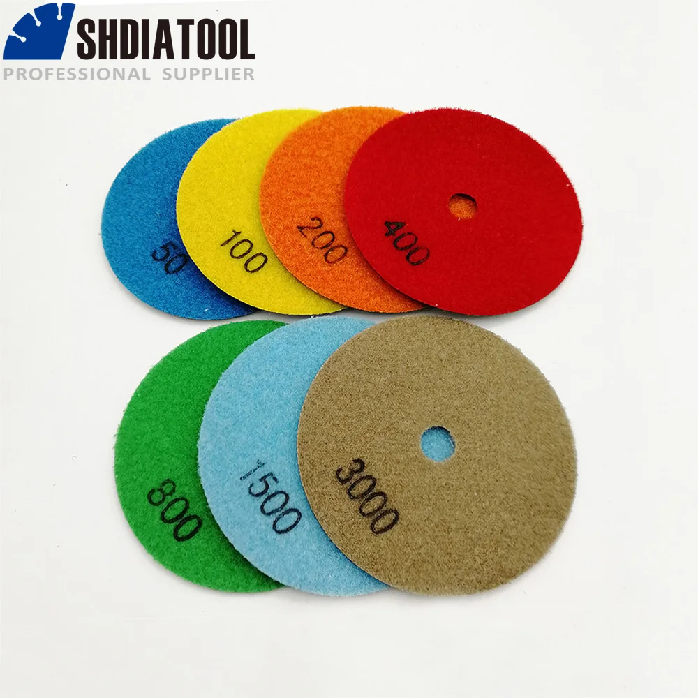 SHDIATOOL 10sets 4inch Dry Diamond Polishing Pads 70pcs Dia100mm Resin Bond Marble Granite Grain#50-#3000 Grinding DiscDisc