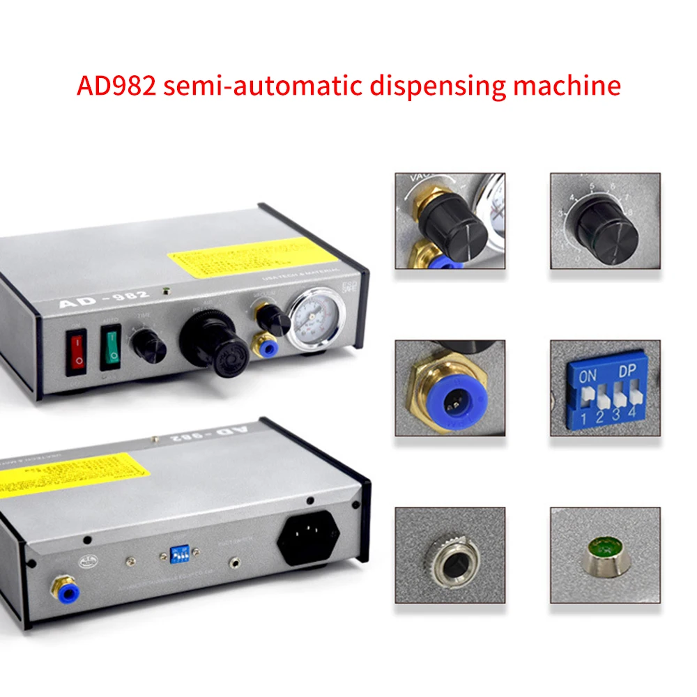 AD-982 Semi-automatic Glue Dispenser Pneumatic Dispensing Controller Flux Solder Paste Liquid Controller Manual Pedal Dispenser