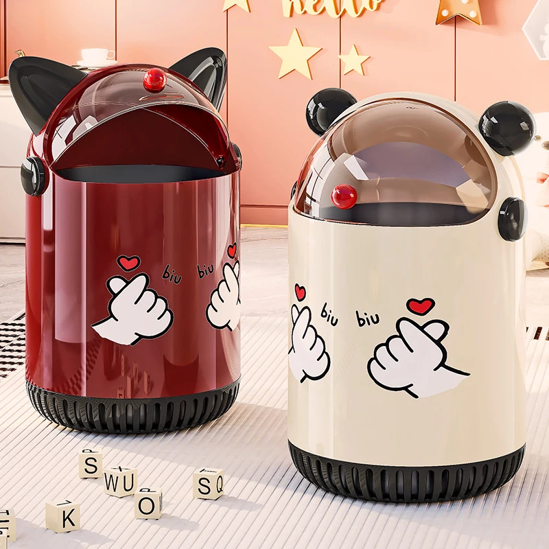 

Cute bear trash can, fun children's household waste bin with lid, flip-top simple waste storage bin for the living room