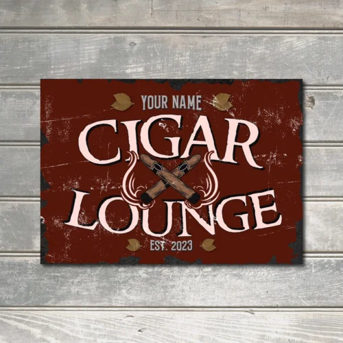 Personalised Cigar Room Sign Bar & Lounge Wall Decor Tobacco Theme Metal Plaque