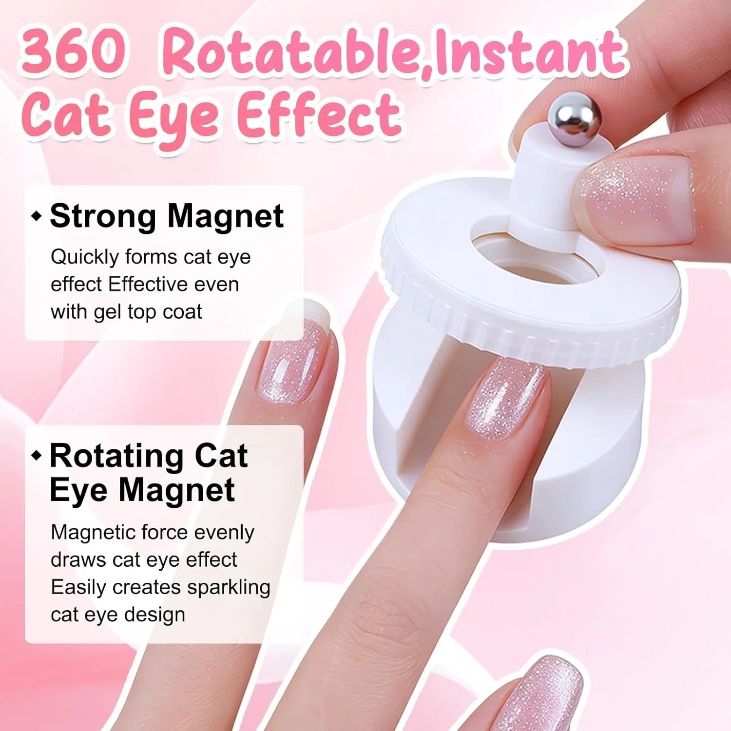 Rotating Cat Eye Nail Magnet Wide Light Glass Bead Effect Multifunctional Strong Automatic Nail Art Magnetic Gel Nail Polish image 2