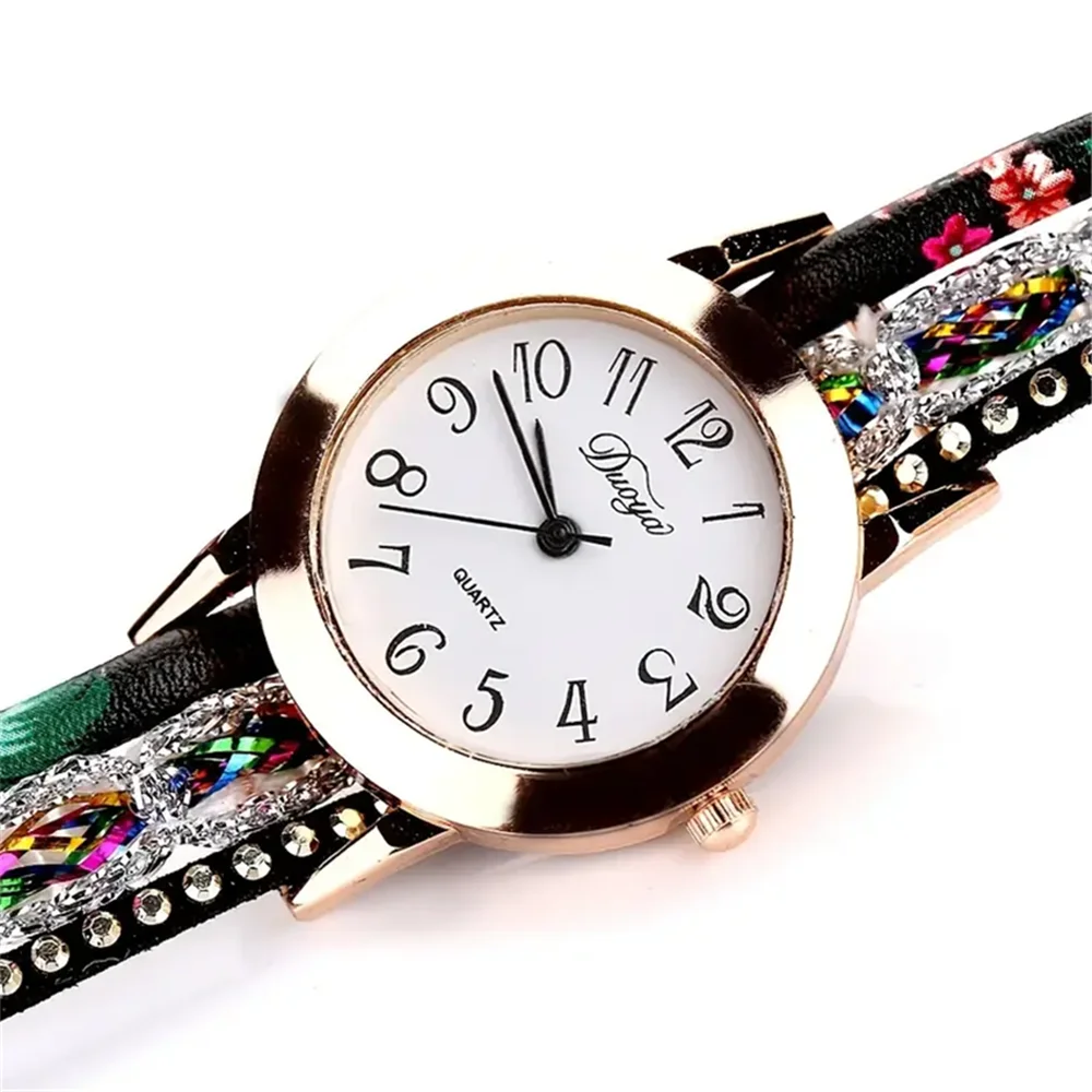 Colorful Rhinestone Bracelet Watch Rivet Circle Women Wrist Watches