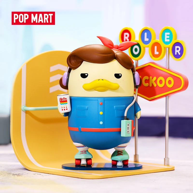 POP MART Duckoo Roller Skate Figurine BJD Doll Binary Action Figure Birthday Gift Kid Toy Ornaments Figurines Desktop Model