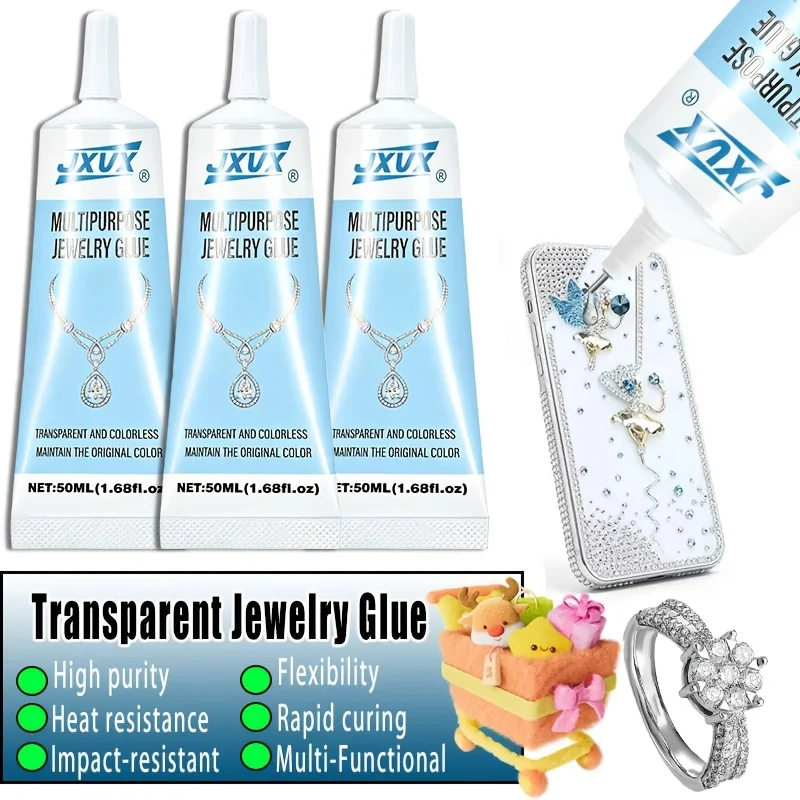 Adhesivo para joyería de alta pureza B7000 - Adhesivo transparente resistente al agua para reparar strass, 4 tubos de 50 ml (1,68 fl oz)