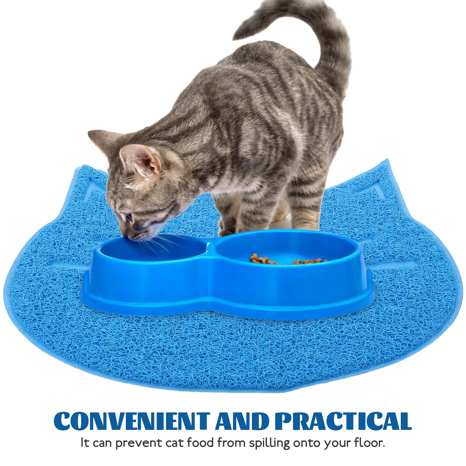 

Shaped Mat 38x38cm Blue PVC Non Skid Waterproof Easy Clean Eating Mat Feeding Mats Placemat Home Floor Decor