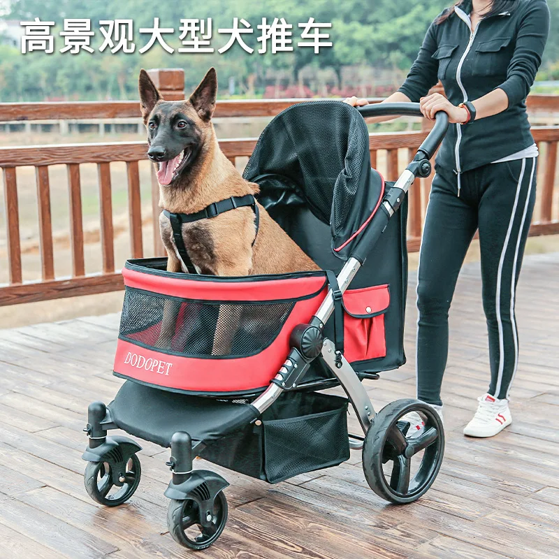 

Luxury High-View Pet Stroller for Large Dogs and Multiple Cats Walking Stroller