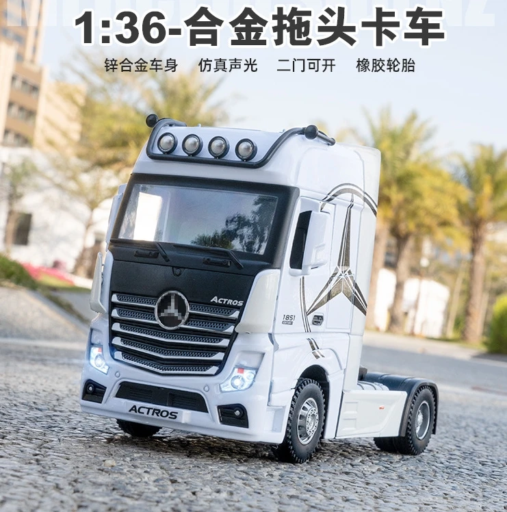 1:36 Mercedes-Benz ACIROS truck High Simulation Diecast Metal Alloy Model car Sound Pull Back Collection Kids Toy Gifts