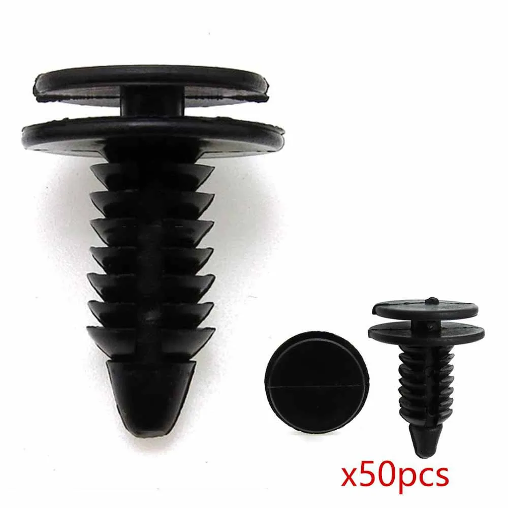 50Pcs Fastener Clip For Bumper Rivet Fender Fixed Clamp Black Plastic Retainer Trim Panel Retainer Fastener