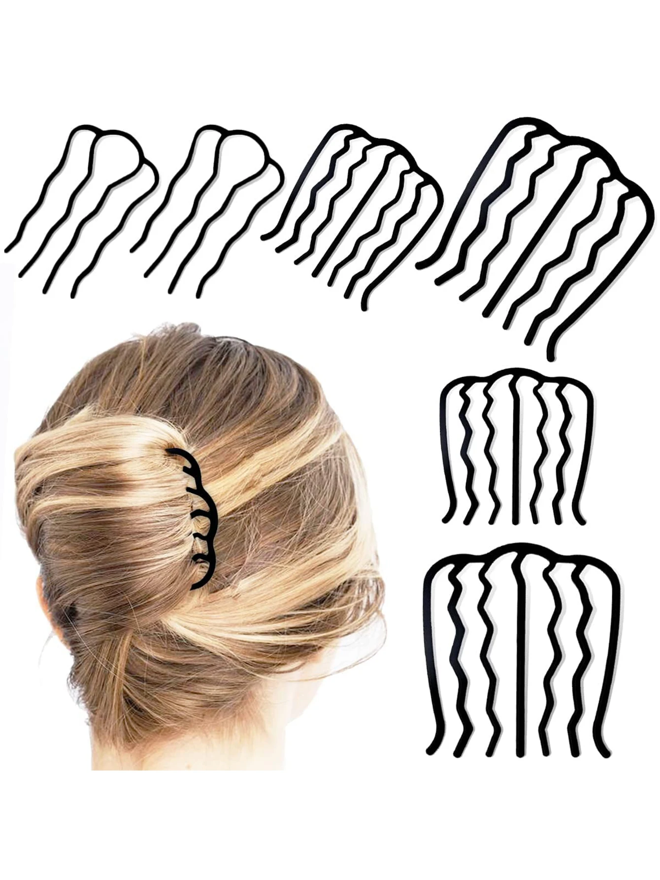 Black Metal Hair Fork Clip Women Hair Pin Combs Messy Bun Hairpin Clip Side Combs Hair Styling Tool