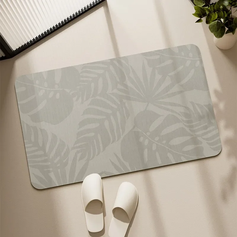 

Bathroom Carpet Anti-slip Bath Mat Water-absorbent Quick-drying Floor Mats Leaf Pattern Diatom Mud Rug Alfombra 욕실 카펫