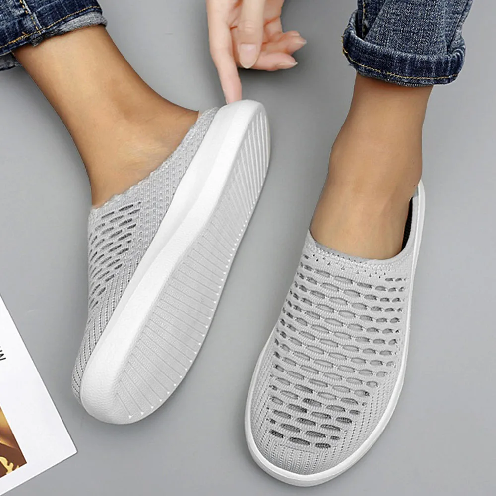 Large Size Women\'s Shoes 2024 Summer Mesh Slingback Ladies Sneakers with Open Heel  35-44 Female Home Office Beach Slippers