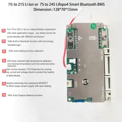 6S 7S 8S 9S 10S 12S 13S 14S 15S 16S 20S 24V 48V 60V 72V Li ion lub Lifepo4 inteligentny Bluetooth BMS ze stałą 100A prąd LFP