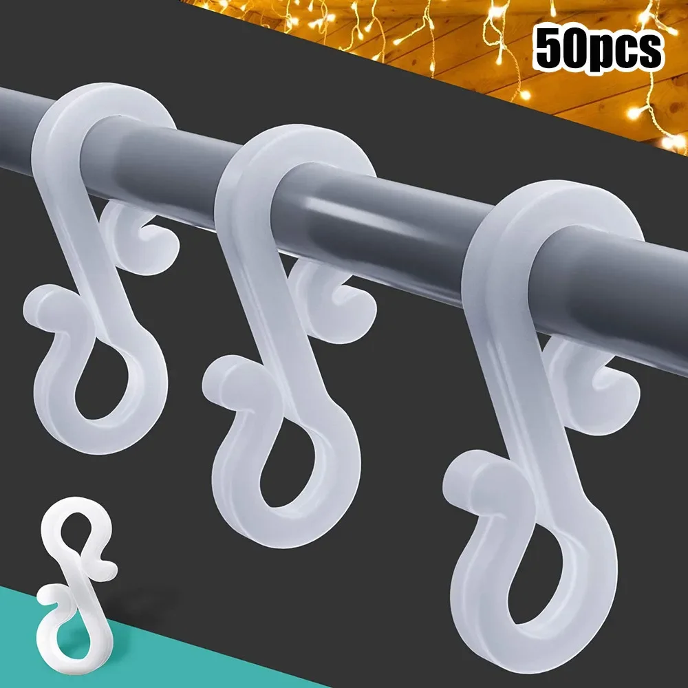 50pcs Plastic Gutter Hooks Clips For Outdoor Christmas Icicle Fairy Lights Clips Outside Wedding Securing Lights Hook Decor