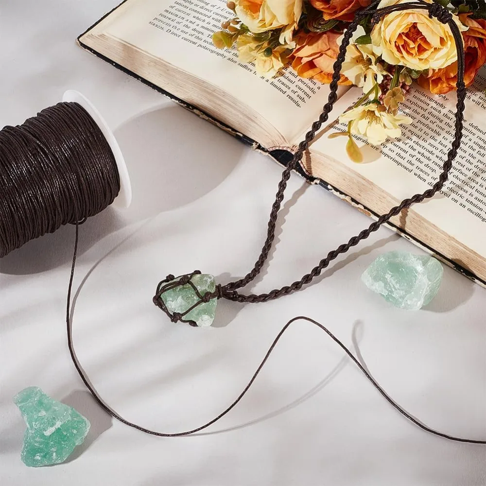 175 ياردة 1 مللي متر مشمع القطن الحبل البني مشمع سلسلة الشمع الموضوع الديكور الحبل ل سوار قلادة صنع المجوهرات الحرفية سلسلة عدة