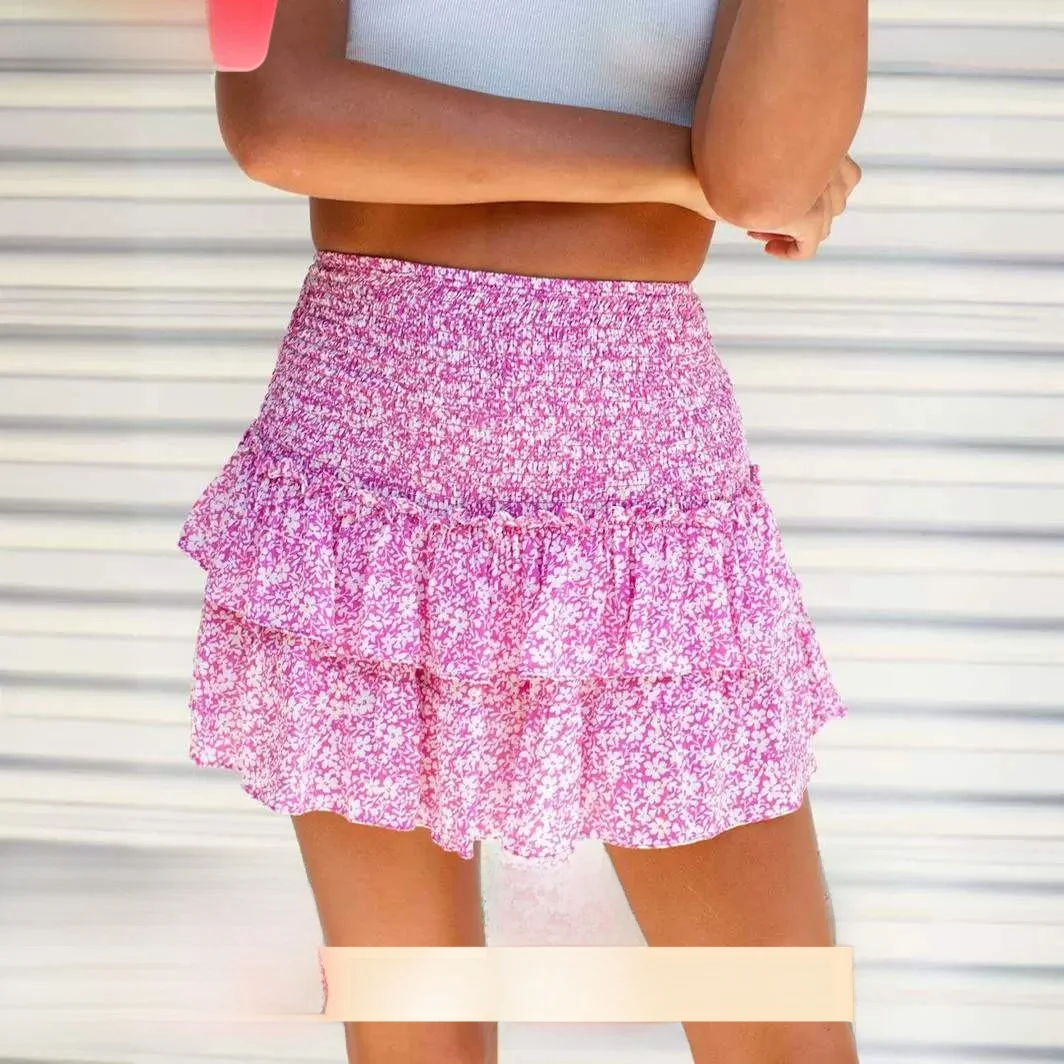 Casual bloemenprint f-lengte plooirok dames faionable veelzijdige omzoomd ort sexy rok middellange lente 2023