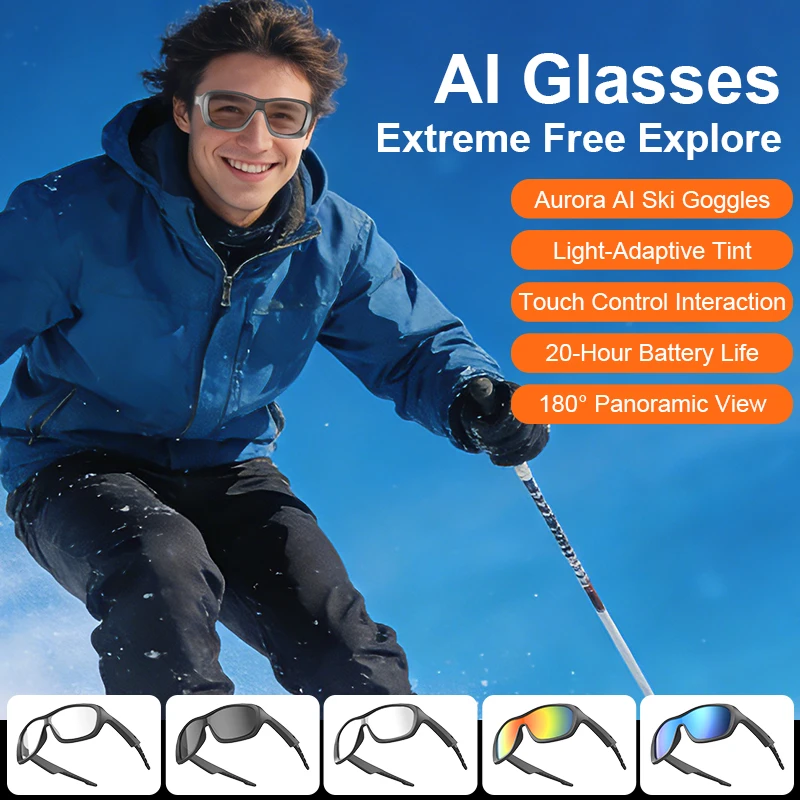 Lenovo AI Translation Smart Audio Glasses UV400 Bluetooth Sunglasses Music Call Outdoor Sports Glasses for Travel Riding