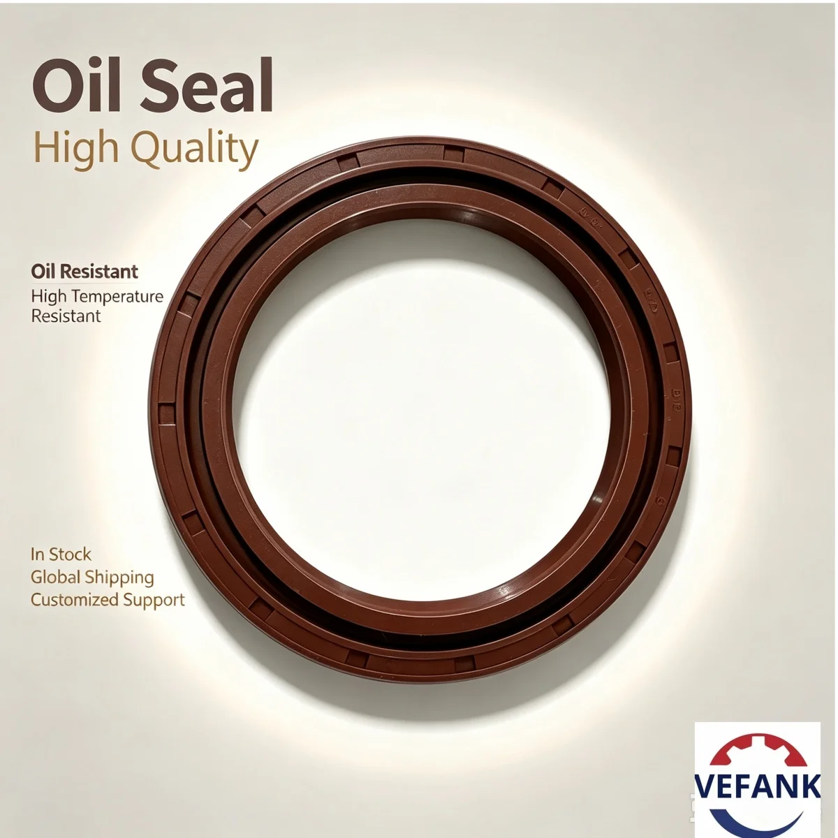 VEFANK DG 60*80*8 mm, Oil Seal, NBR, Brown, double-sided spring structure, threaded outer ring, high-quality automotive parts.