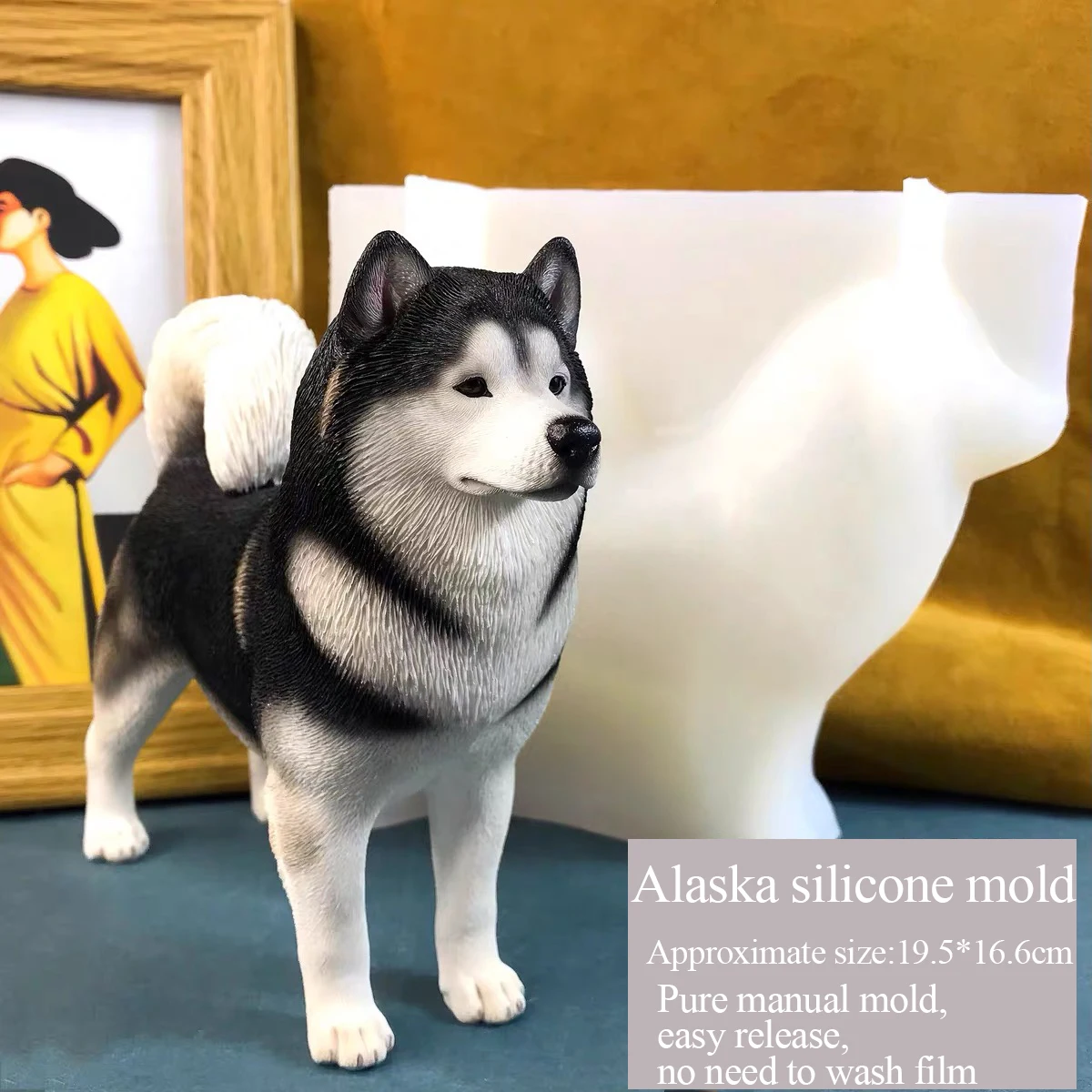 Cute Alaskan Dog Mold, Silicone Grinder, Drop Glue, Aromatherapy Plaster, Manual Three-Dimensional, DIY