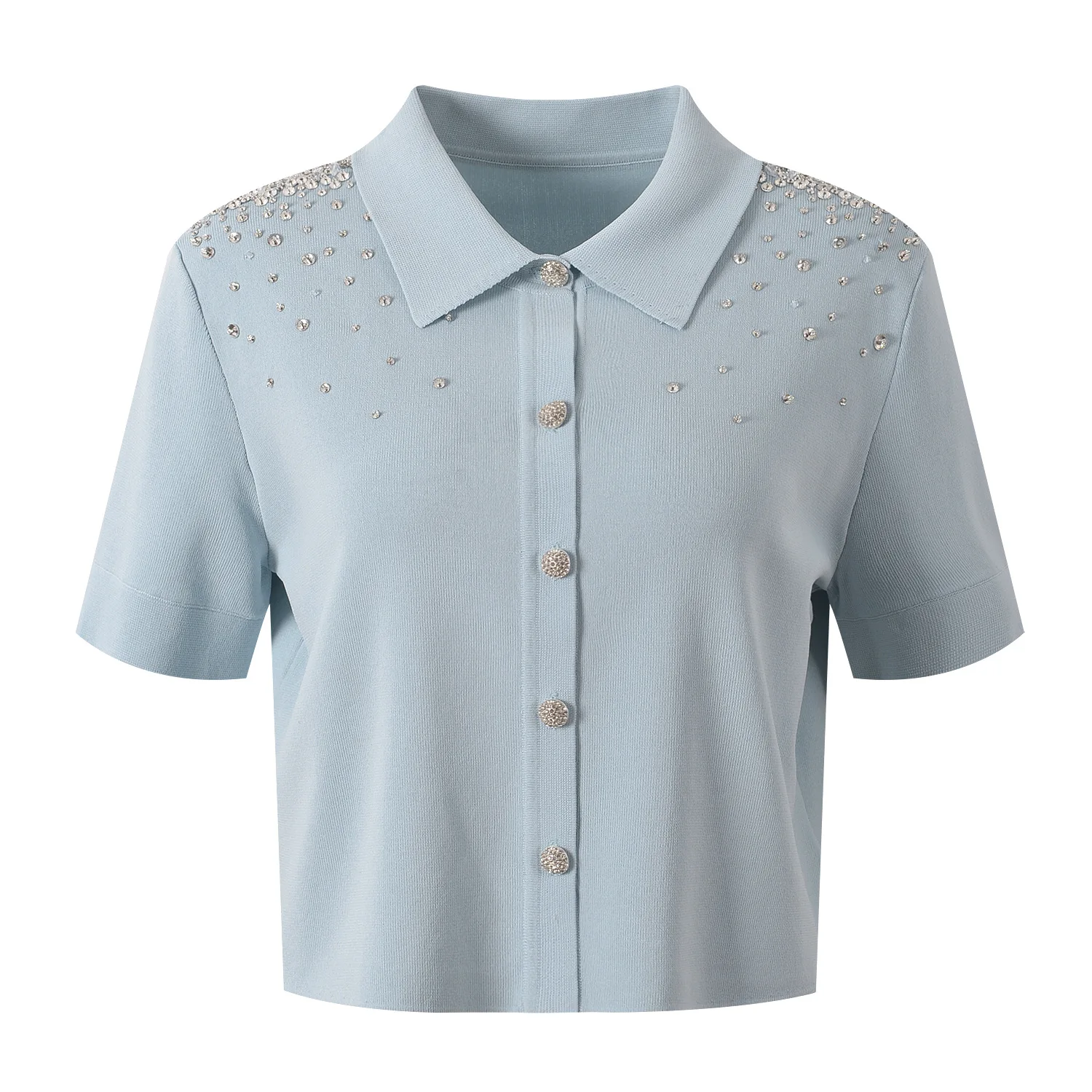 

High-End Knitted Ne ort Sve Open Cardigan Faionable mat Spring Summer Euro Sle Women's Knitted Top