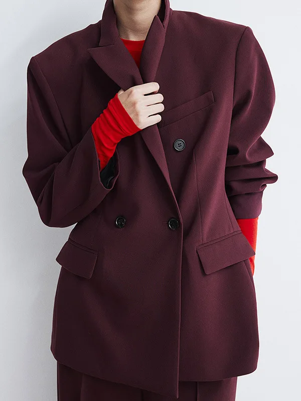 

Модный осенне-зимний винно-красный женский костюм Jaet, универсальное пальто Ele Commute Sle Long Sve из полиэфирного волокна