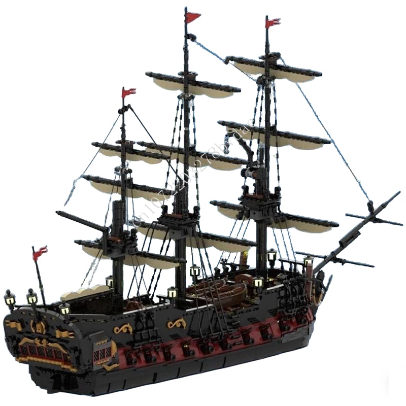 3794PCS MOC The Red Knight Pirate Ship Building Blocks Set Terrible Boat Bricks Toys Children Halloween Birthday Gifts Kids Gift