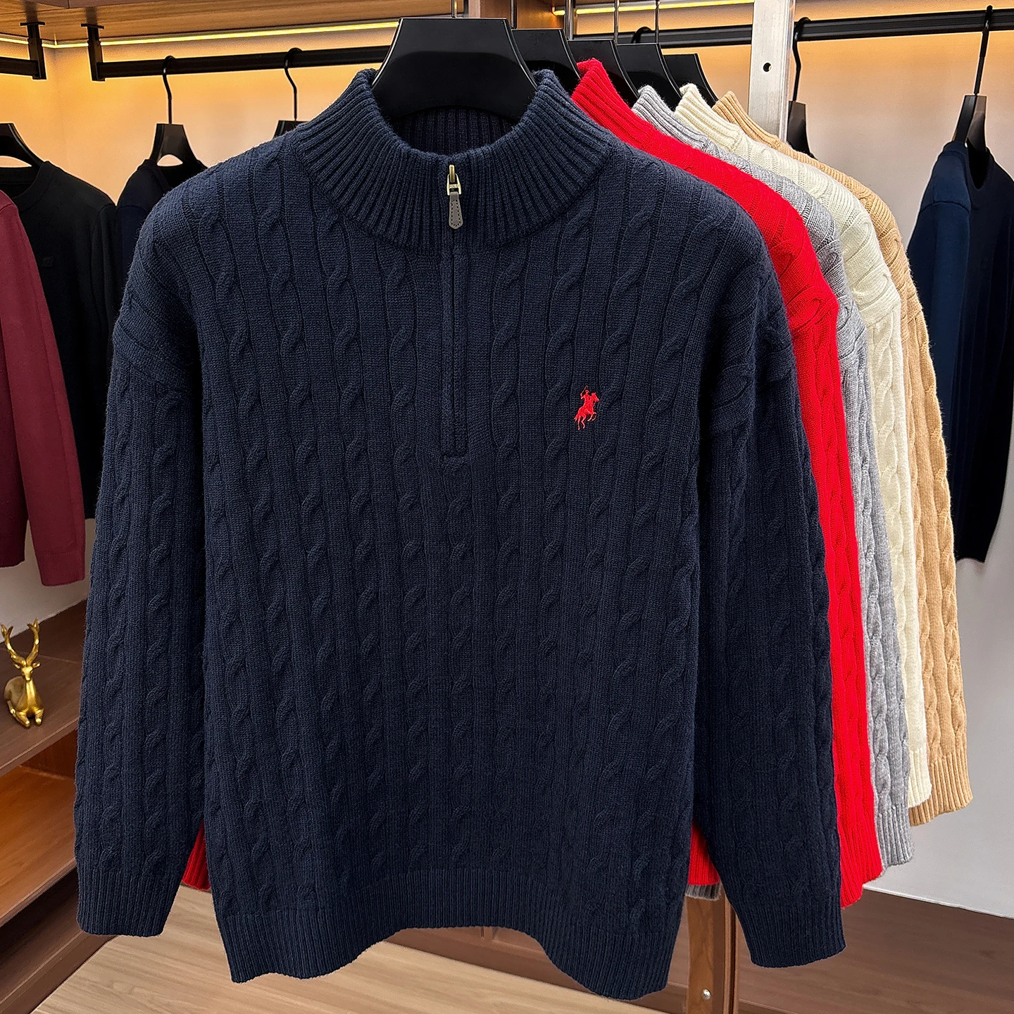 High-End Mode Reißverschluss Kragen Pullover Männer Mode Zipper Marke Paul Pony Stickerei Design Herbst Winter Komfort Warm Stricken Sweater – Detail 27