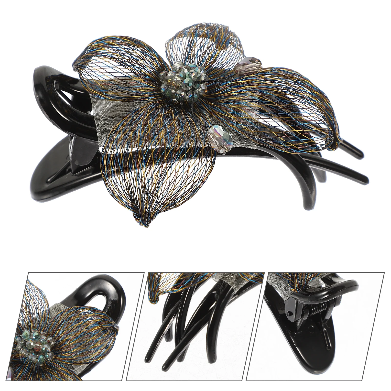

French Hair Clip Copper Wire Flower Claw Clip For Women Thick Hair Accessories Silk Yarn Barrette Styling Braid Tool