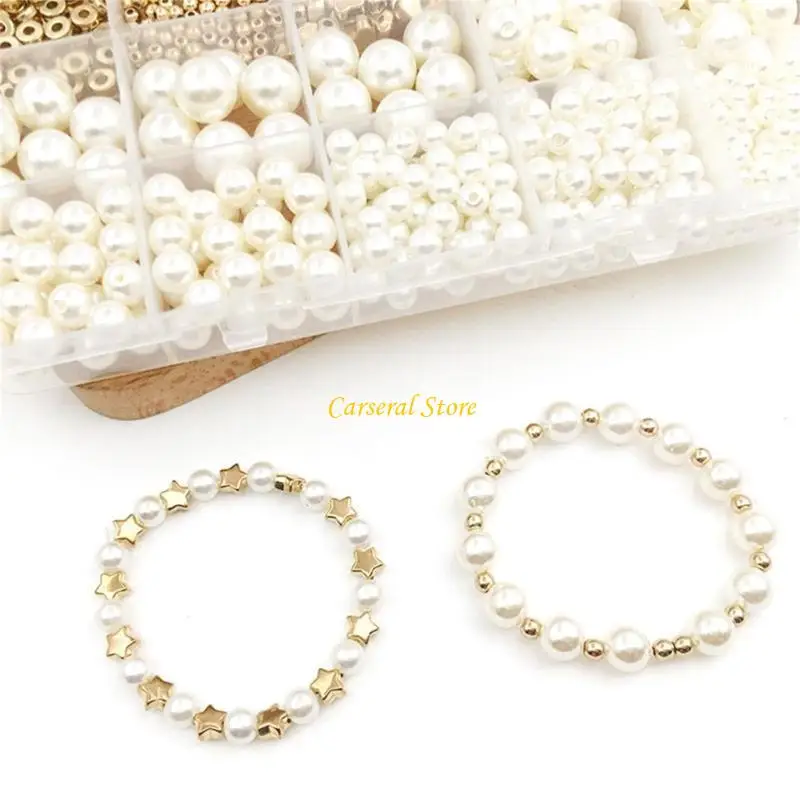 

M4YF Stylish Spacer Beads Accessories Beaded Bracelet Earrings Necklace Supplies Handmade Craft Jewelry Making Supplies