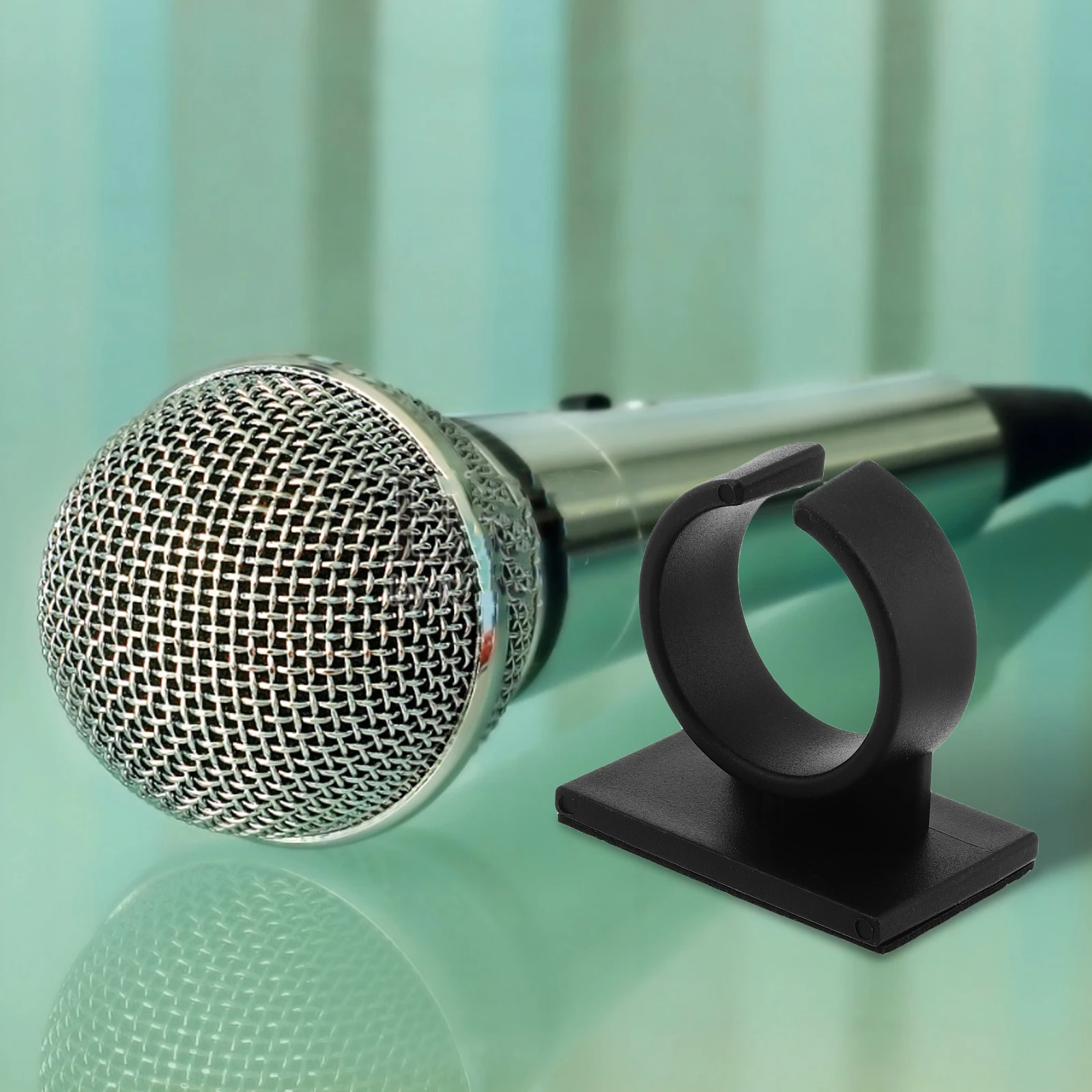 

2pcs Microphone Flag Station Portable Clip Adhesive Backing Flags Clamp Mic Sign Holder Microphone Accessories Interview Ktv
