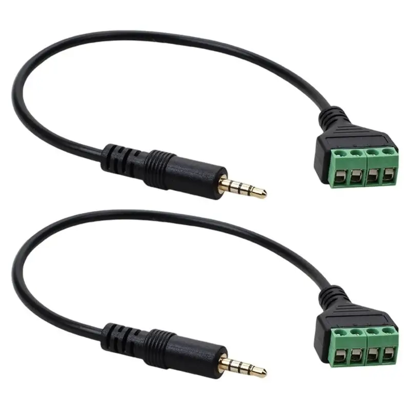 R53C No Solder Required 3.5mm TRRS Jacks to 4 Pin Terminals Block Sound Adapters 12inch