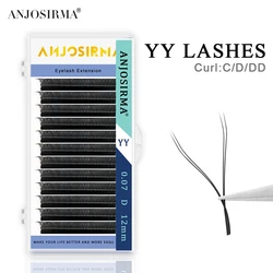 ANJOSIRMA-extensiones de pestañas con forma de YY, pestañas postizas de visón Natural Premium, suaves, 3 tenedores Y prefabricadas, voluminosas, individuales