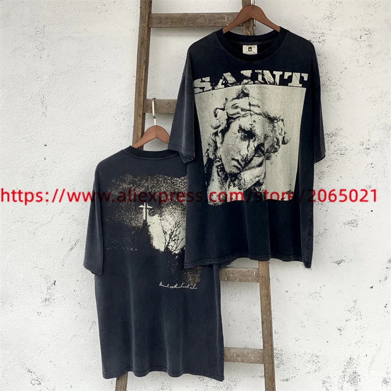 2024ss SAINT T Shirt Men Women Heavy Fabric Unisex Top Tees T-shirt