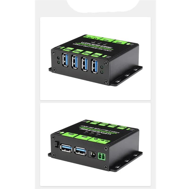 Waveshare Industrial 4-Way USB3.2 Gen 1 Hub 2IN-4OUT Dual Host Shared Random Switching Multiple Protection Circuit 5Gbps