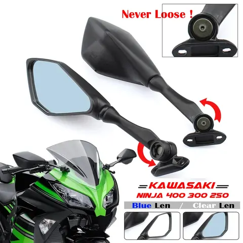 가와사키 닌자 300, Ex300, 닌자 400, 250sl, ZX-6R, ZX636, ZX6R, 오토바이 접이식 조절 가능 거울, 스포츠 자전거 백미러