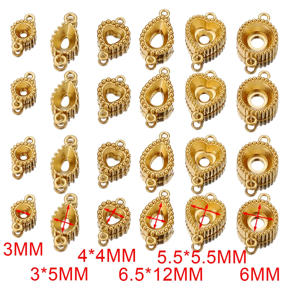 10 قطعة الفولاذ المقاوم للصدأ ثقب مزدوج جولة البيضاوي القلب الحافة سحر قلادة صواني قاعدة فارغة Diy بها بنفسك النقش صنع المجوهرات المورد الحرف