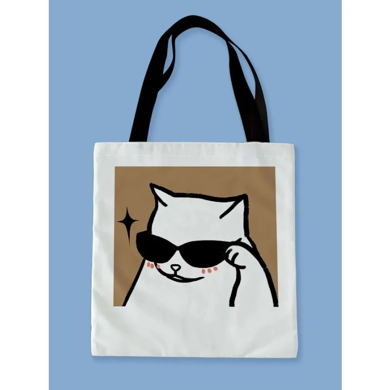 Cute Animals Canvas Shoulder Bag Kawaii Resuable Eco Cartoon Shopping Bags Large-capacity Women Shopper Tote Portable Handbag