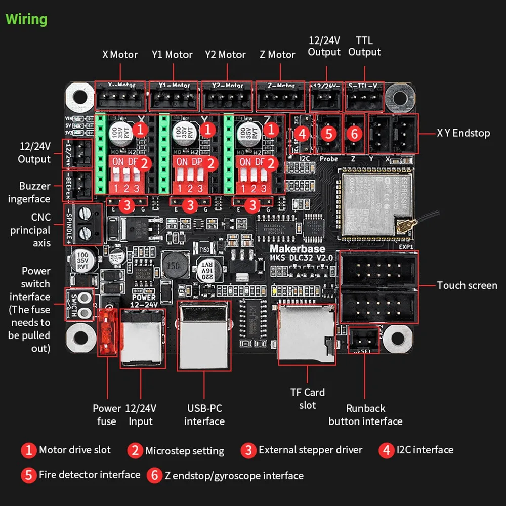 MKS DLC32 V2.0 Offline Control 32Bits ESP32 WIFI GRBL TFT Desktop Lasering Engraving Machine DIY Universal Motherboard