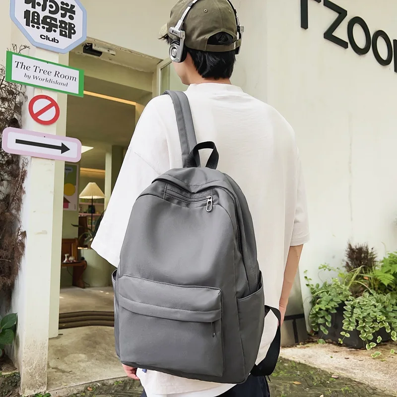 

New college student schoolbag large-capacity couple sports backpack can print logo solid color backpack bag women's school seaso