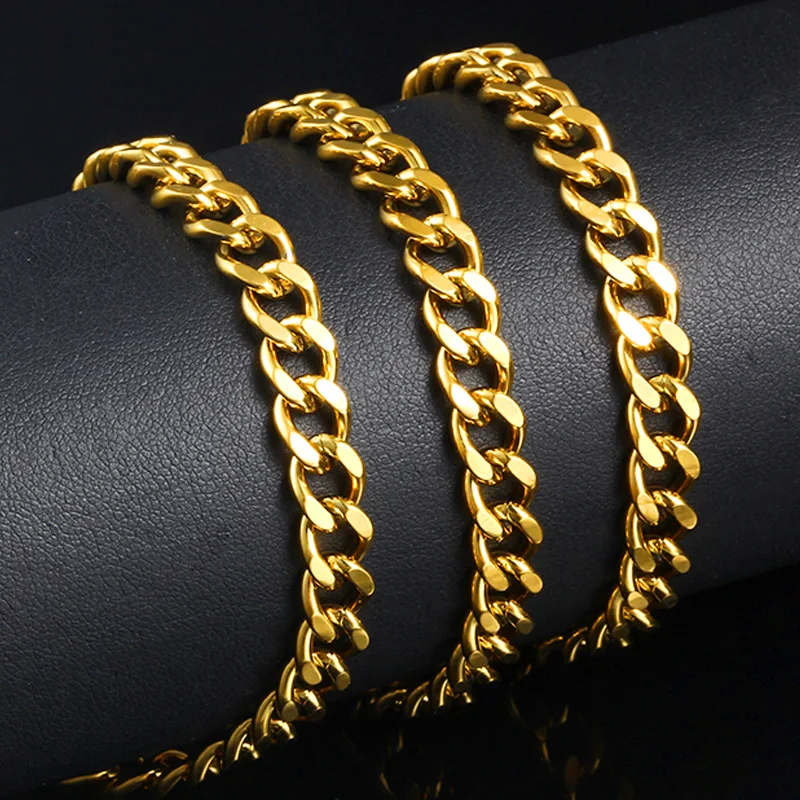 1 Meter Double‑sided Polished Stainless Steel Link Chain DIY HipHop Necklace Bracelet Anklet Wholesale Jewelry Making Accessorie