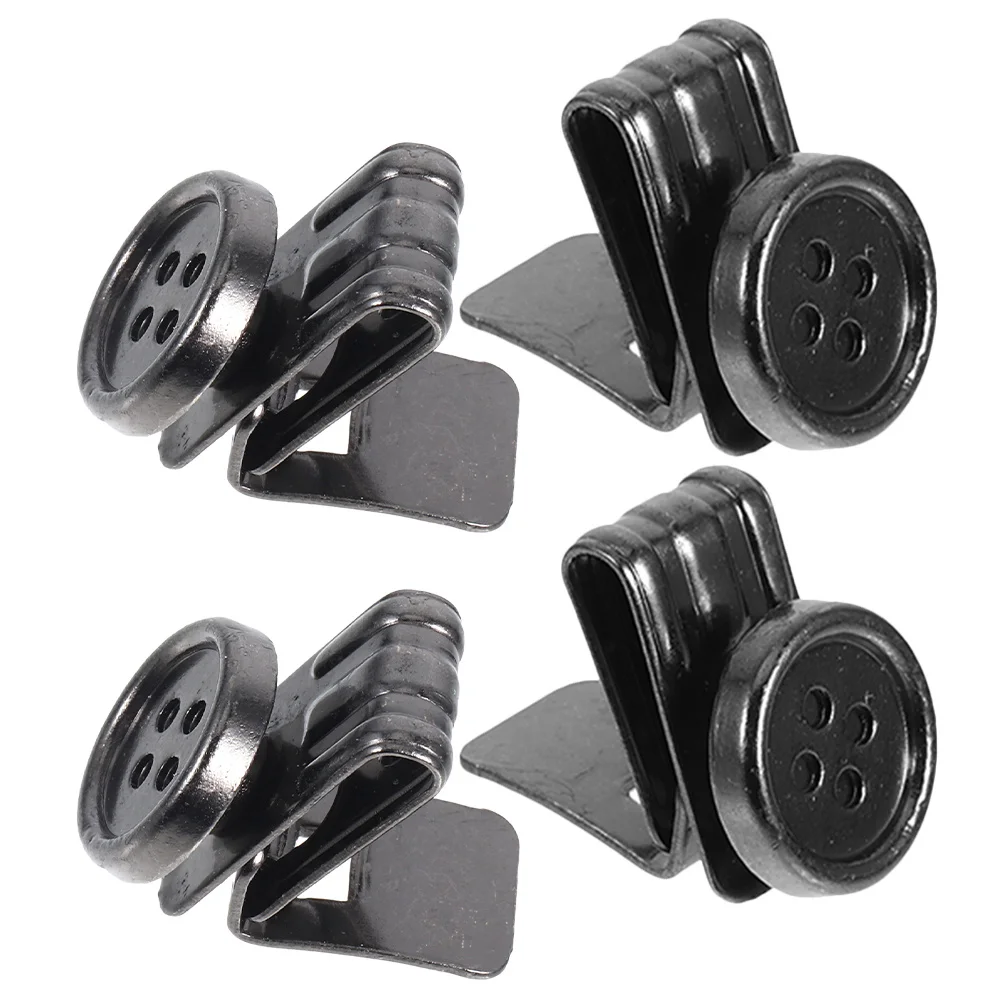 

4Pcs Metal Suspenders Buttons Movable No Sew Clips for Jeans Pants Suspenders Replacement Buckle Clips Adjustable Black