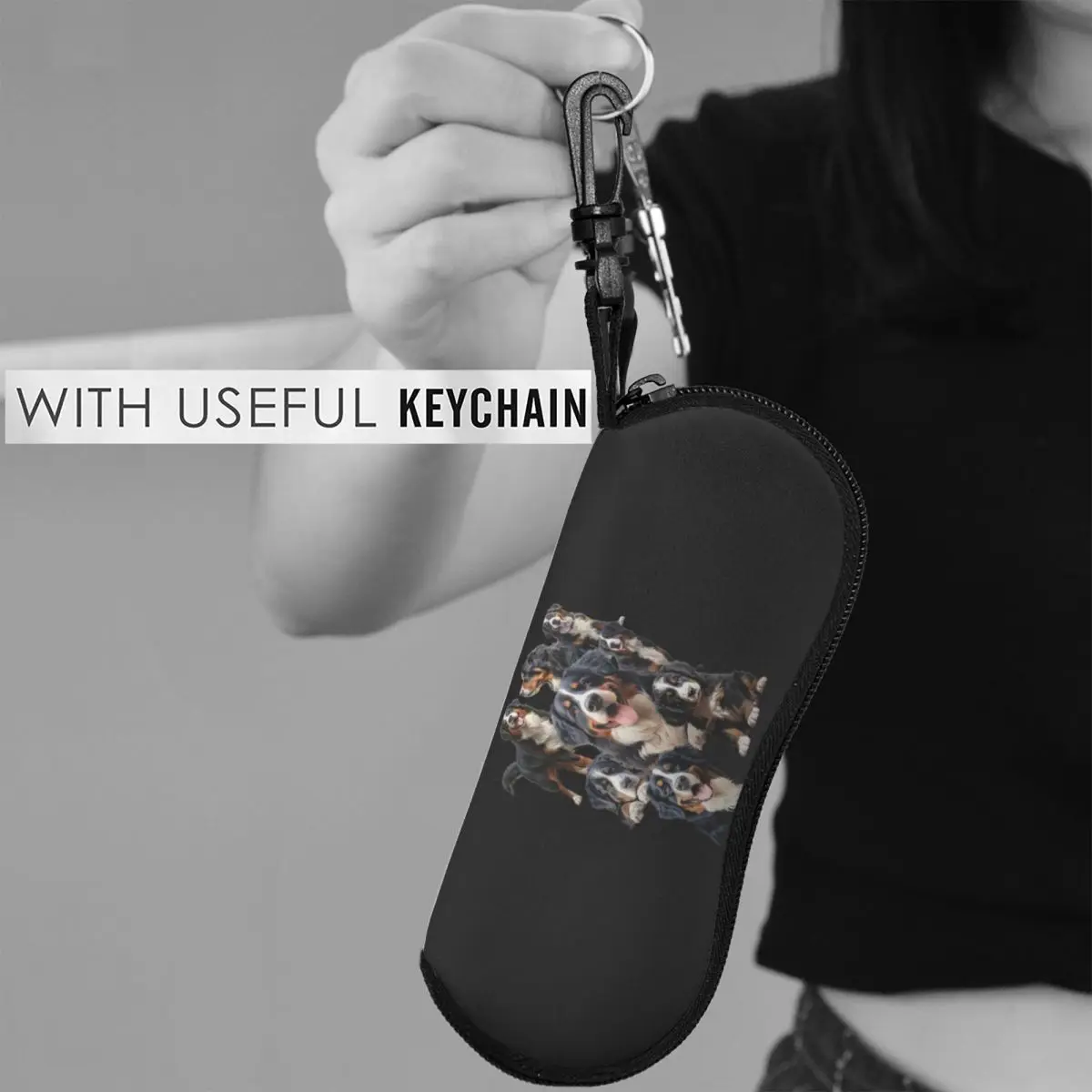 バーニーズマウンテンドッグシェルメガネケース保護サングラスボックス女性男性ソフト眼鏡バッグポーチ