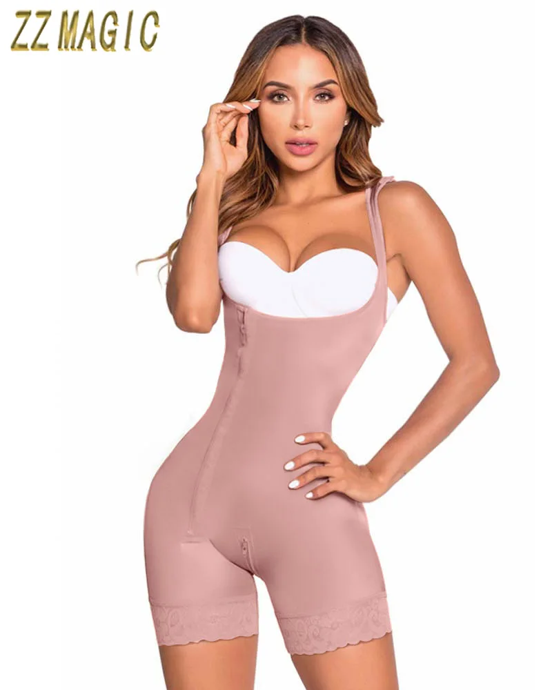 Fajas Colombianas High Compression Shapewear With Side Zipper Thigh Slimmer Tummy Control Glossy Waist Trainer Butt Lifter