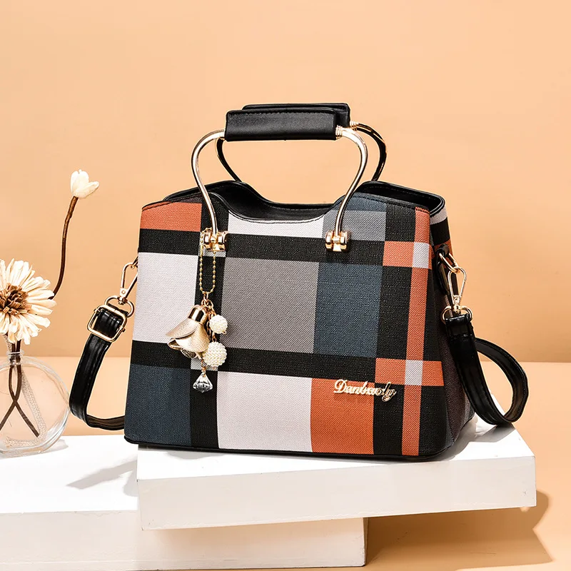 Luksusowy design Messenger Torby damskie PU Skórzana torebka i torebki dla kobiet Vintage Plaid Damska podróżna torba na ramię typu crossbody