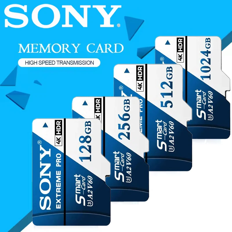 

Высокоскоростная карта SONY 1 ТБ V60 A2 U3 Micro SD 512 ГБ 256 ГБ 128 ГБ 64 ГБ TF флэш-карта с адаптером для телефона/ноутбука/камеры