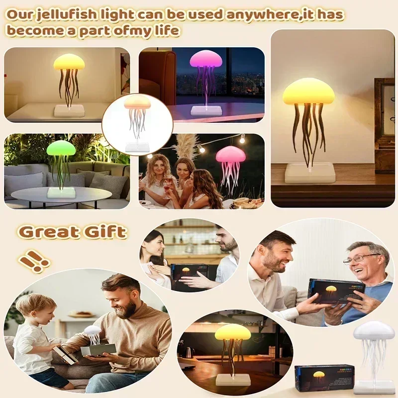 Upgraded Silent Jellyfish Lamp, Jelly Fish Light With Dancing Legs, Voice Control for Bedrooms, Living Room and Christmas Gifts