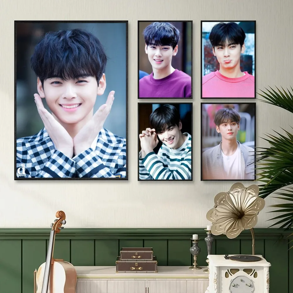 Korean Singer Cha Eun Woo Poster Decorative Paintings Bedroom Bedside Wall Sticker Living Room Cafe Entrance Interior Decoration