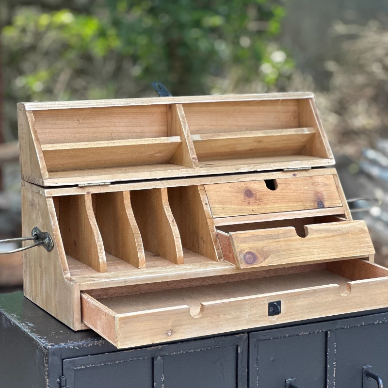 

Шкатулка для драгоценностей из цельного дерева с несколькими отделениями, винтажный сундук с сокровищами, креативный футляр для хранения, витрина на память в деревенском стиле